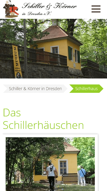 Mobile Ansicht der Website des Schillerhäuschen Dresdens