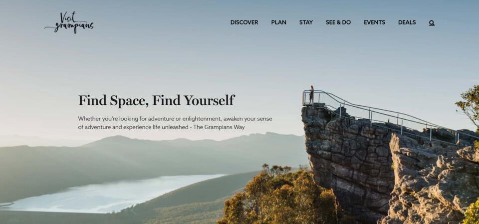 Screenshot der Startseite der Tourismus-Website für den Grampians Nationalpark